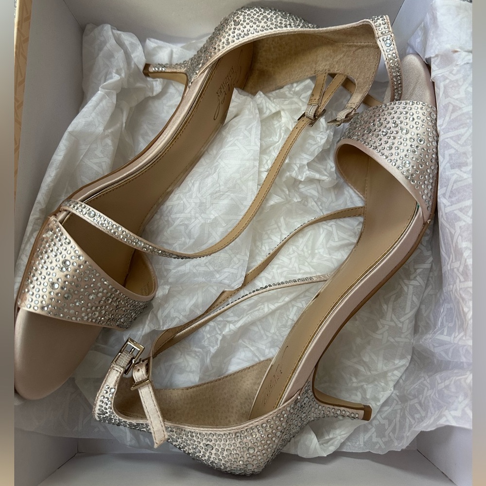 Jewel Badgley Mischka Rhinestone Heeled Sandals